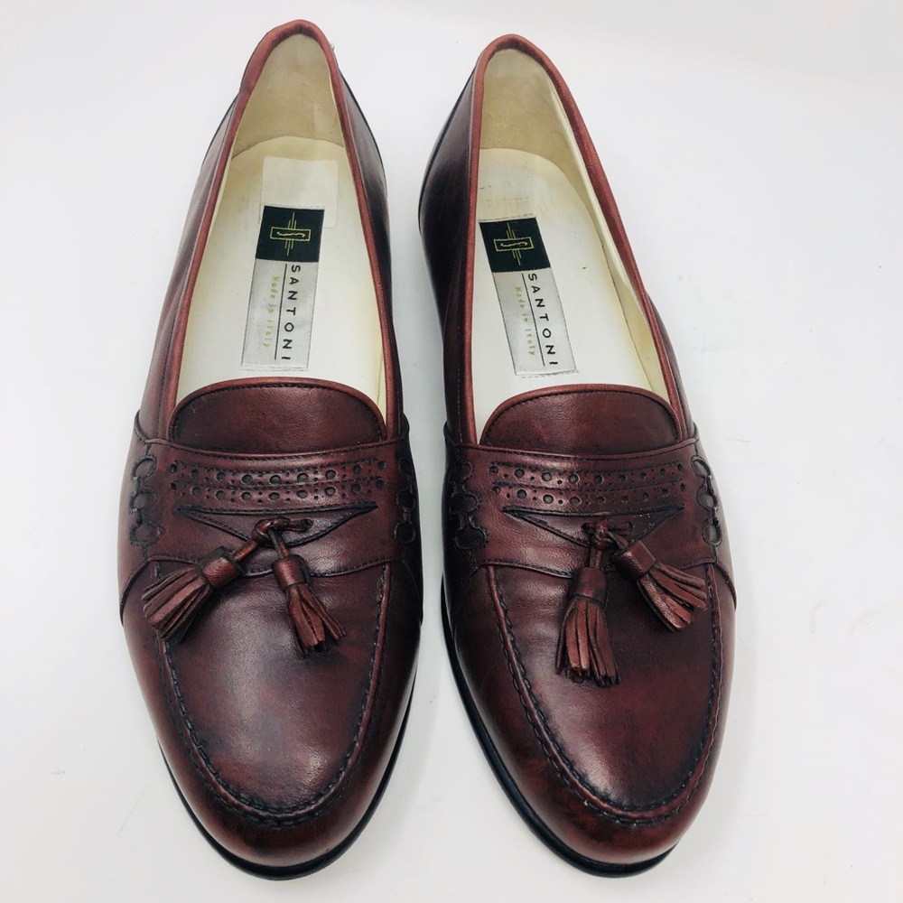 Santoni Italian Made Pinch Tassel Loafers Size 11D